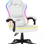 Яскраве геймерське крісло HUZARO FORCE 4.4 RGB Біле з підсвіткою