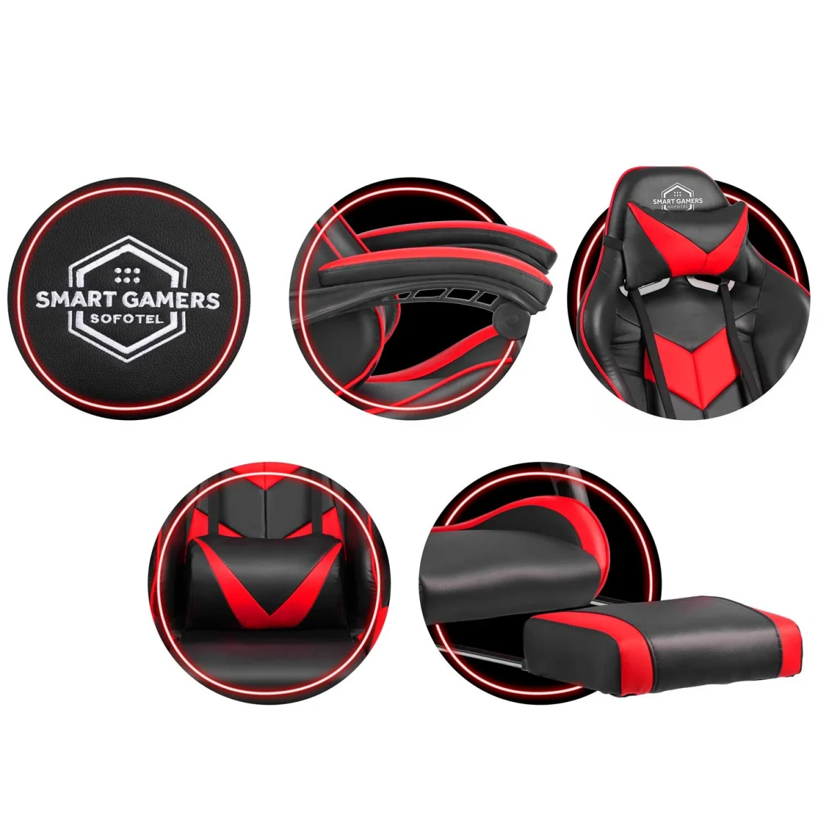 fotel-biurowy-dla-gracza-sofo_17779 Офісне геймерське крісло Sofotel Cerber чорно-червоне для продуктивної гри - Зображення 8