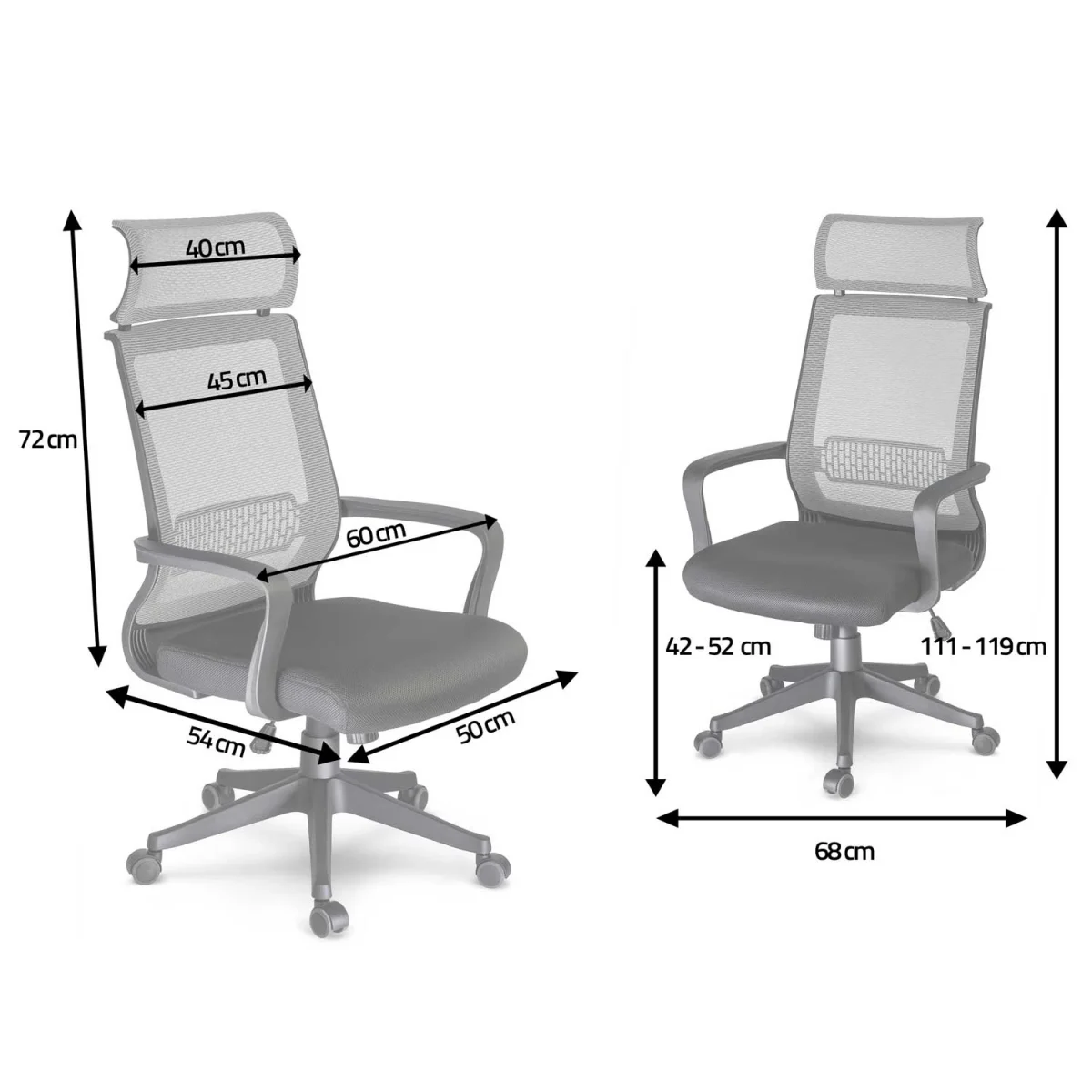 Комфортне мікросітчасте поворотне офісне крісло з механізмом TILT Nosberg - Зображення 11