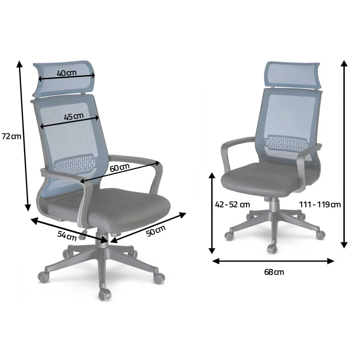 Офісне мікросітчасте поворотне крісло з механізмом TILT Nosberg - Зображення 11