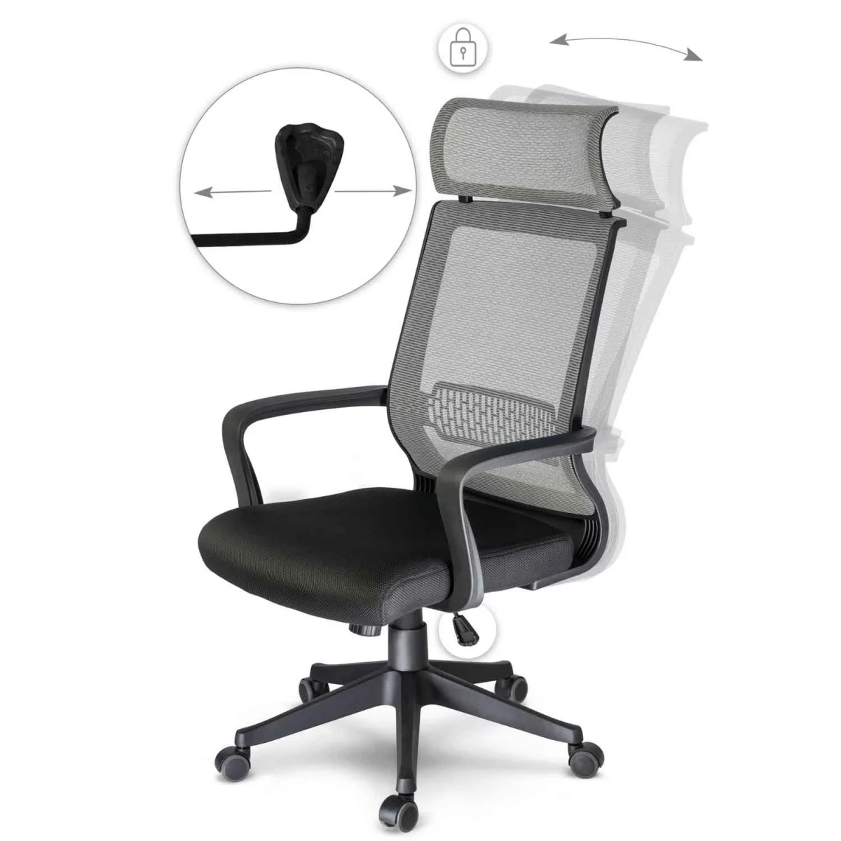 Комфортне мікросітчасте поворотне офісне крісло з механізмом TILT Nosberg - Зображення 8
