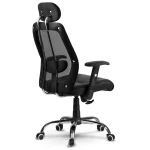 Комфортне офісне шкіряне крісло з мікросіткою Монако чорне - Зображення 5