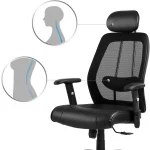 Комфортне офісне шкіряне крісло з мікросіткою Монако чорне - Зображення 7