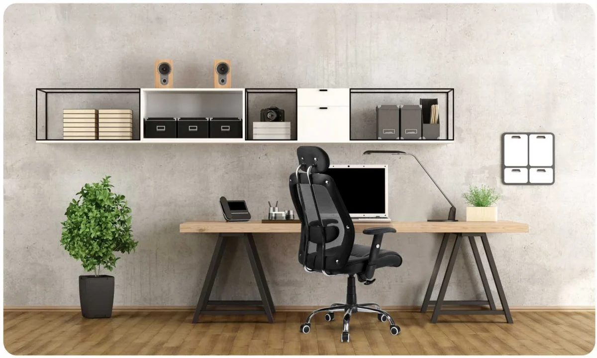 Комфортне офісне шкіряне крісло з мікросіткою Монако чорне - Зображення 9