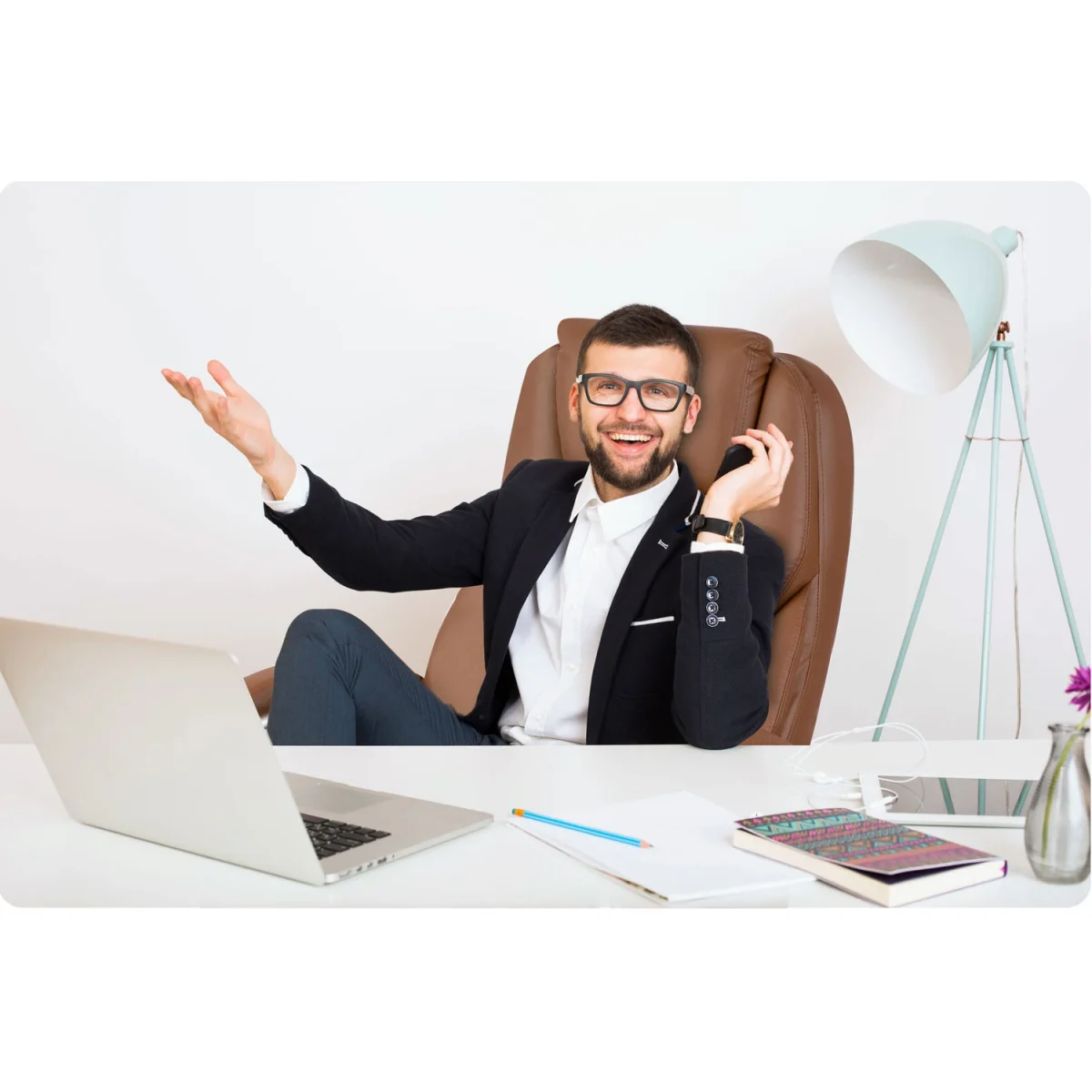 Стильне офісне крісло Sofotel Batory 240803 коричневе - Зображення 13