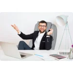 Сучасне офісне крісло Sofotel Batory світло-сіре - Зображення 13