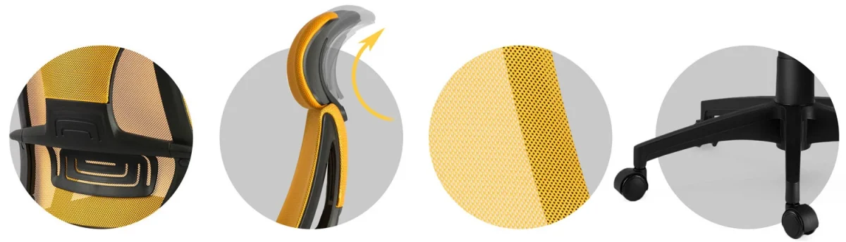 Яскраве офісне крісло з мікросітки Прага жовте - Зображення 7
