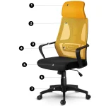 Яскраве офісне крісло з мікросітки Прага жовте - Зображення 8