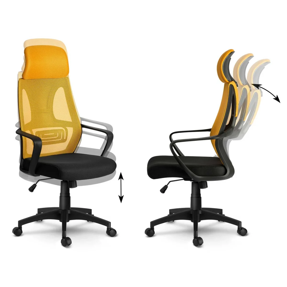 Яскраве офісне крісло з мікросітки Прага жовте - Зображення 9