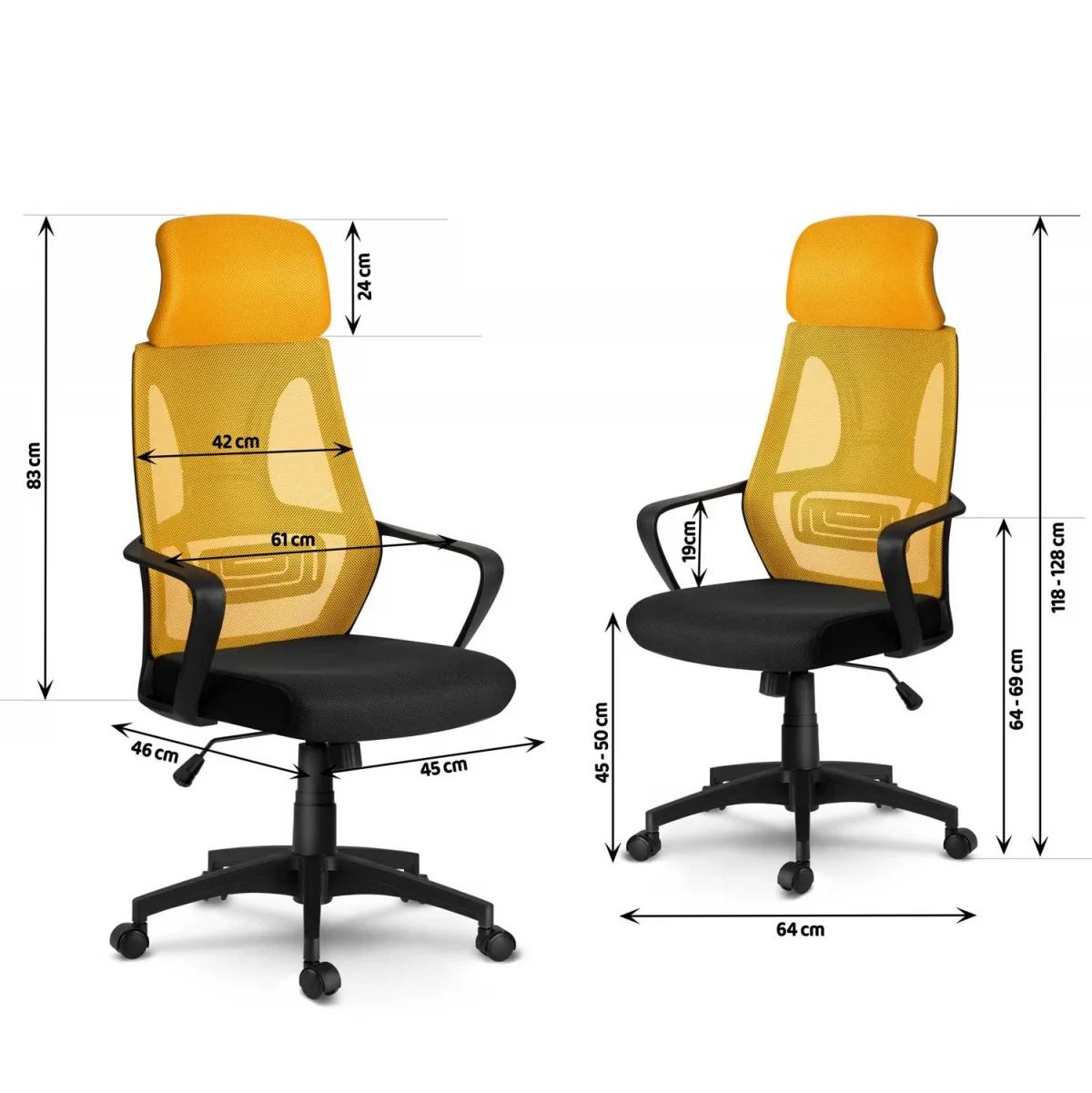 Яскраве офісне крісло з мікросітки Прага жовте - Зображення 10