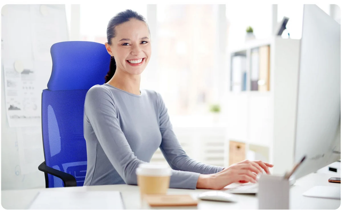 Офісне крісло з мікросіткою Прага блакитного кольору для зручності - Зображення 7