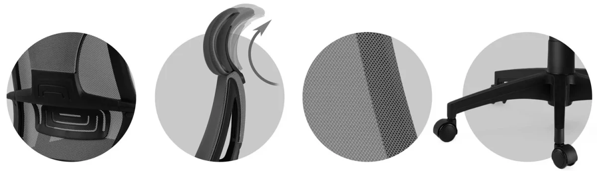 Стильне офісне крісло з мікросітки Прага сіре - Зображення 10