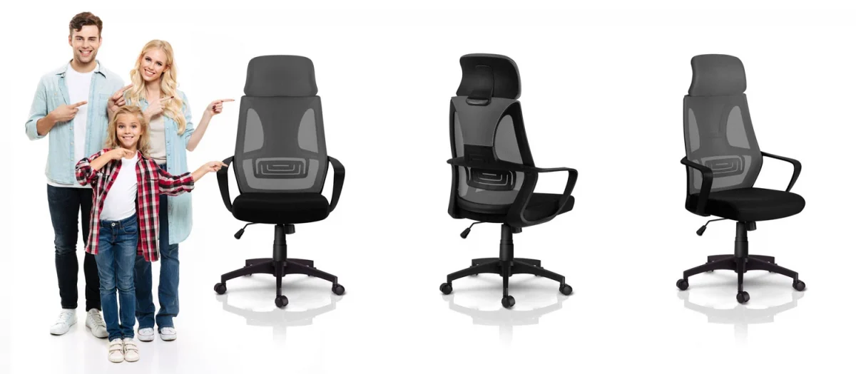 Стильне офісне крісло з мікросітки Прага сіре - Зображення 9