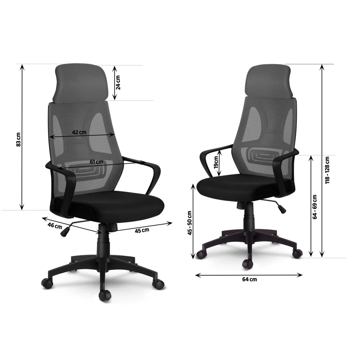 Стильне офісне крісло з мікросітки Прага сіре - Зображення 7