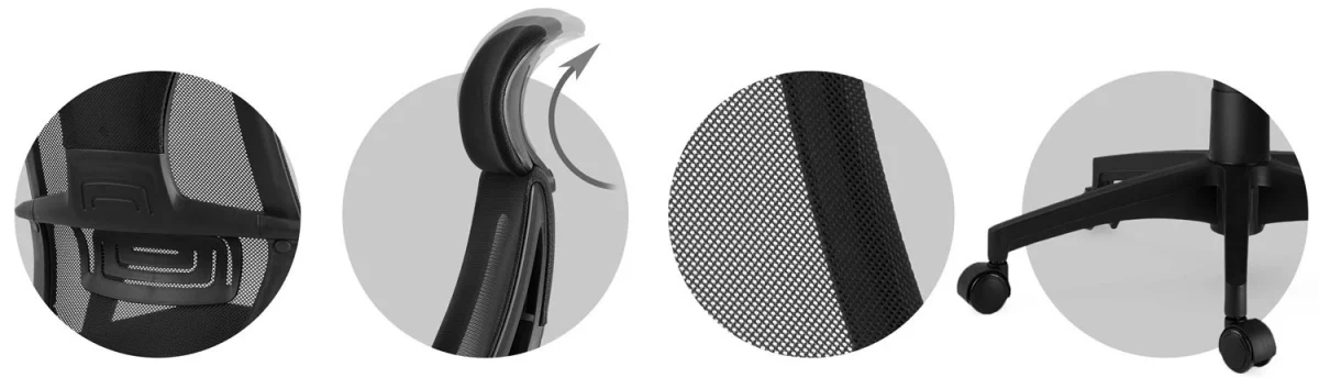 Офісне крісло з мікросітки Прага чорне для комфортної роботи - Зображення 7