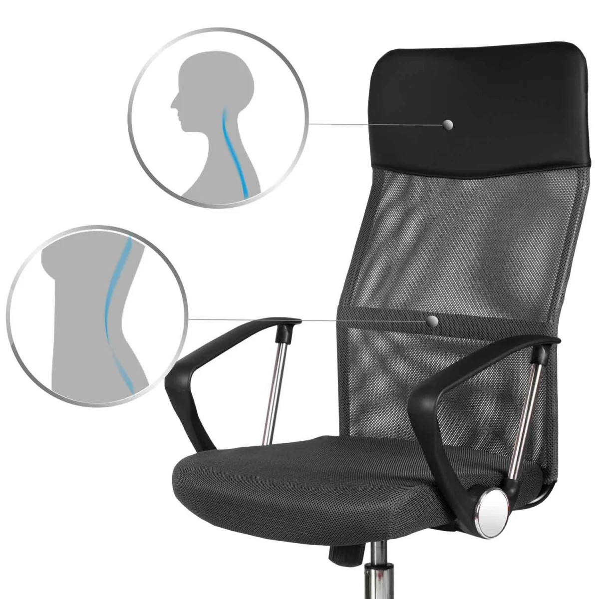 Офісне крісло Sofatel Sydney Micro Mesh темно-сіре для комфорту - Зображення 6