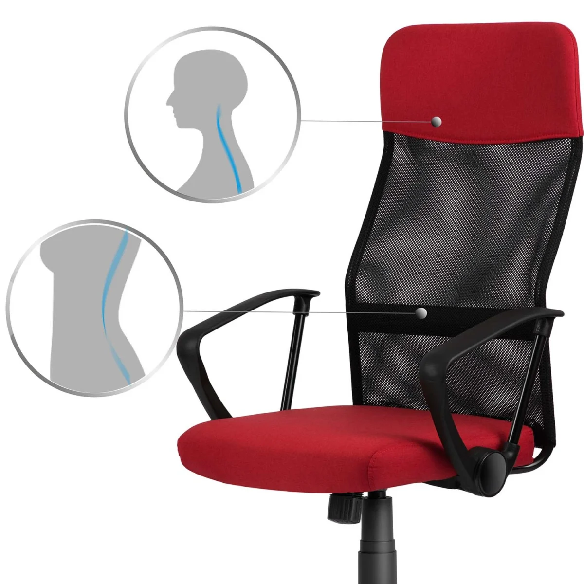 Комфортне офісне крісло Sofatel Sydney з мікросітки червоно-чорне - Зображення 6