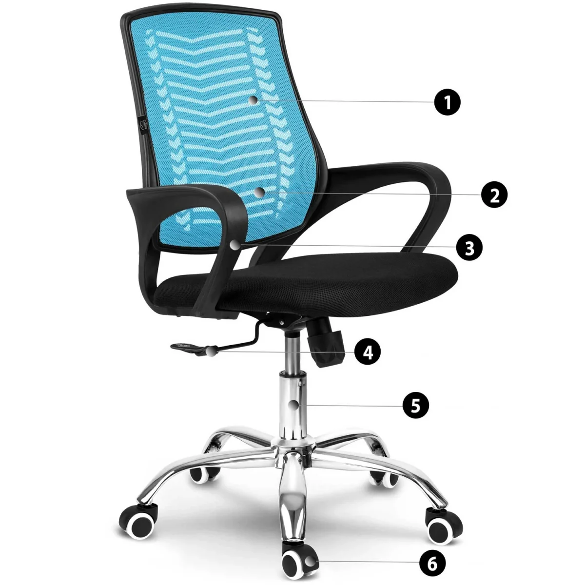 Офісне крісло Sofotel Denar блакитне з мікросітки для комфорту - Зображення 12
