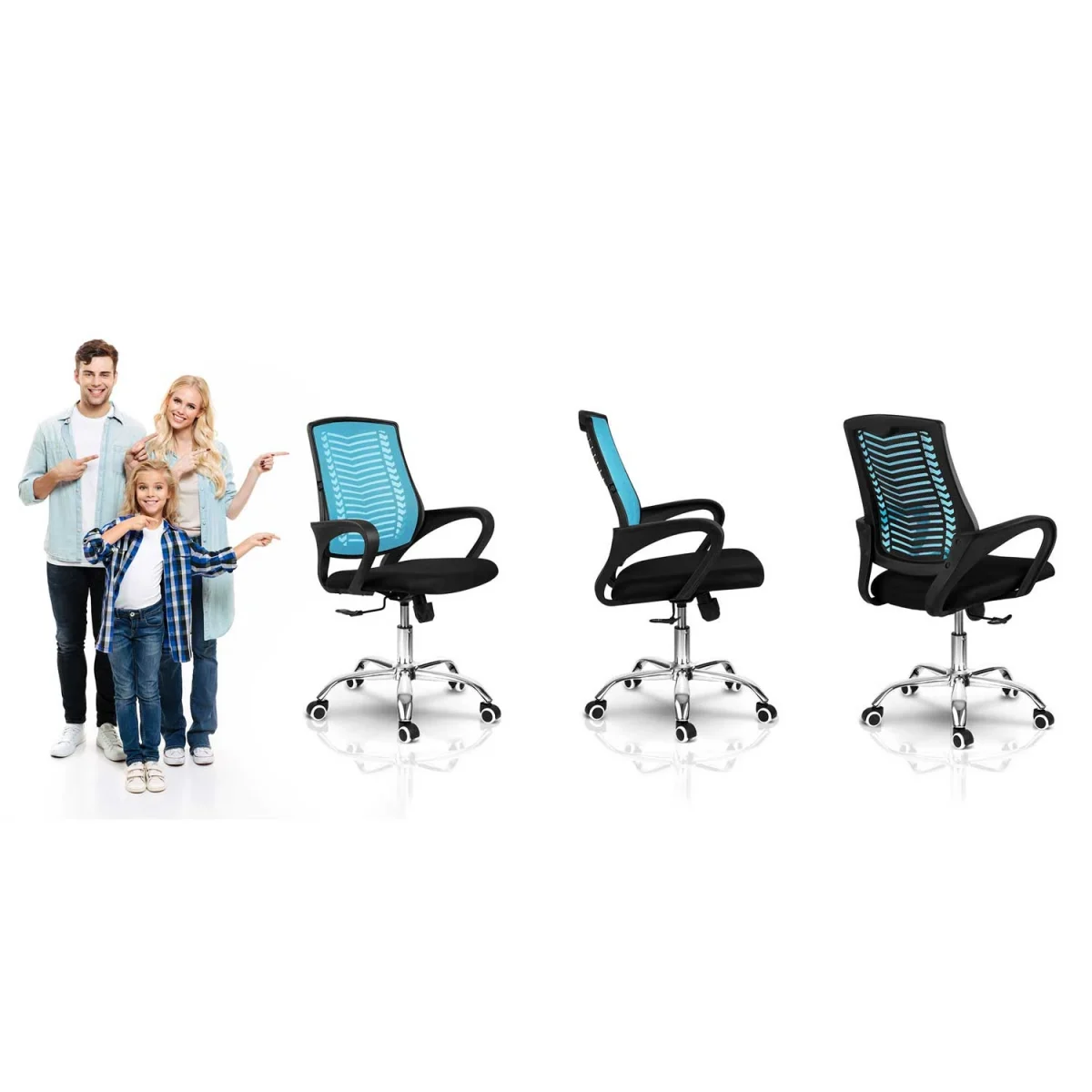 Офісне крісло Sofotel Denar блакитне з мікросітки для комфорту - Зображення 14