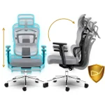 Офісне крісло Sofotel Nicea сіре з мікросітки для тривалих сесій - Зображення 11