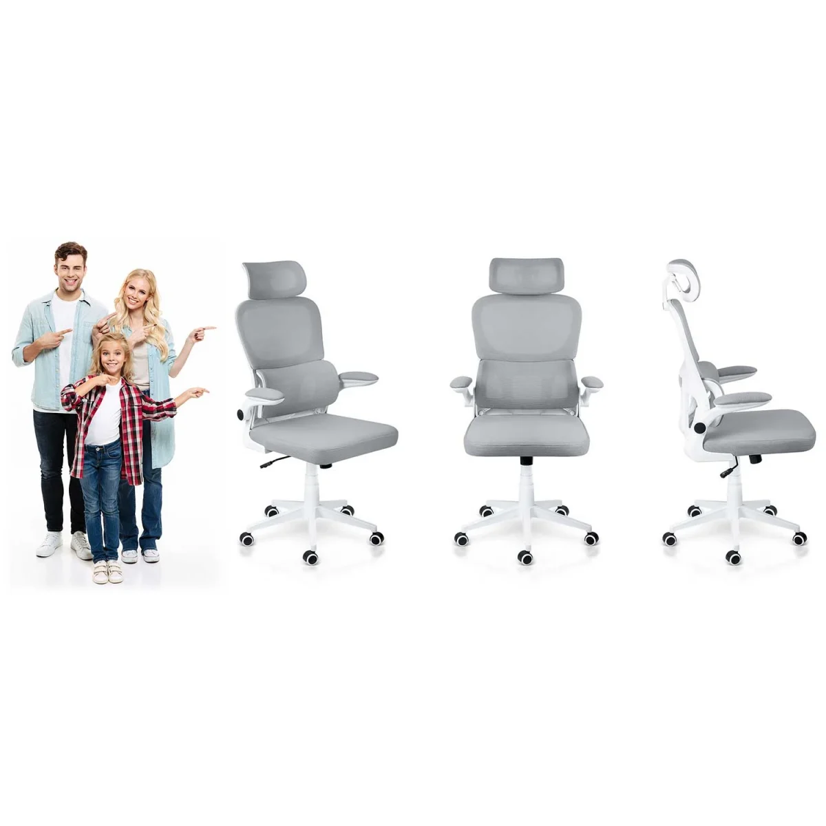 Зручне офісне крісло Sofotel Formax сіре з мікросітки - Зображення 10