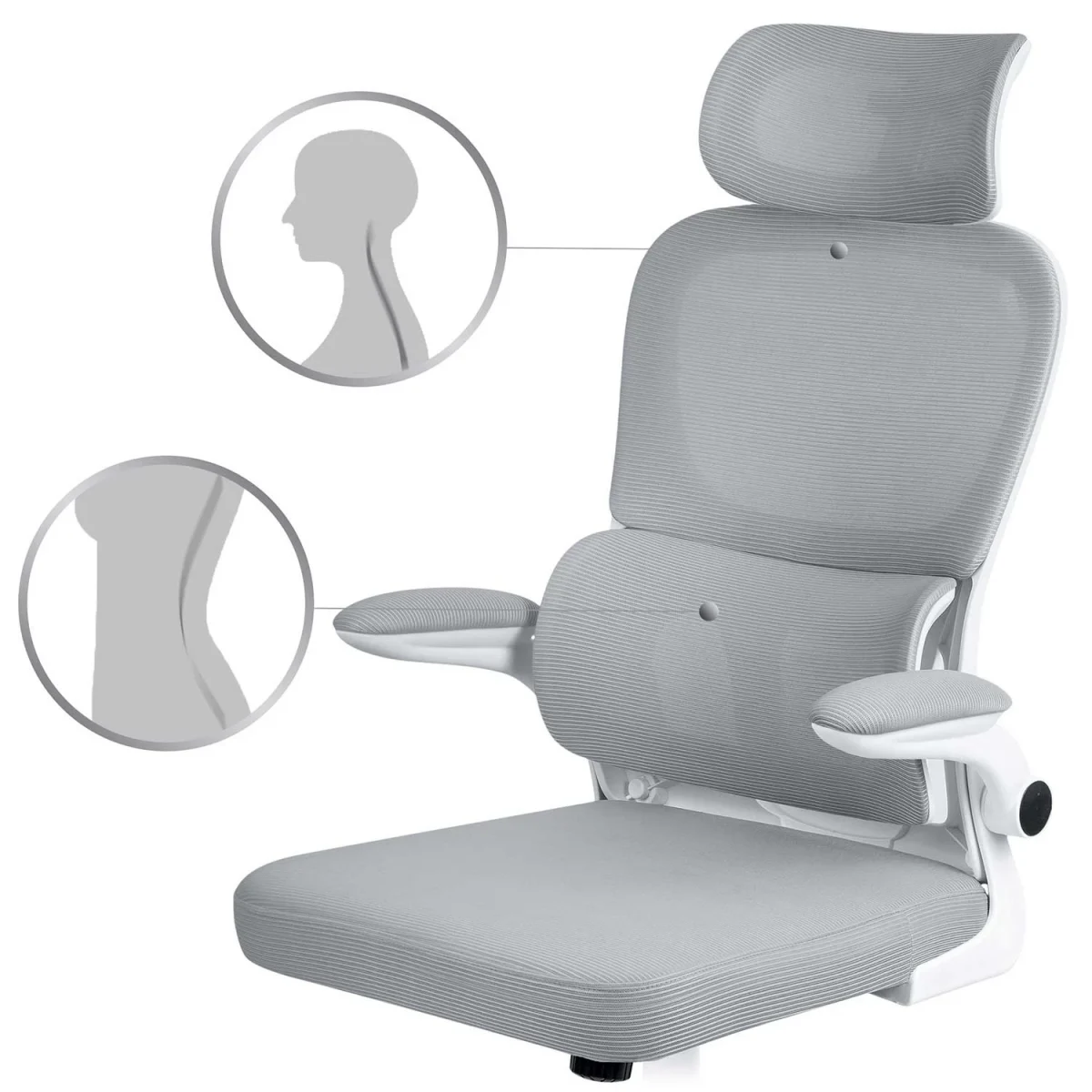 Зручне офісне крісло Sofotel Formax сіре з мікросітки - Зображення 11