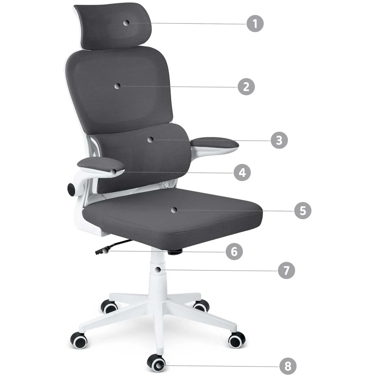 Графітове офісне крісло з мікросітки Sofotel Formax для комфорту - Зображення 5