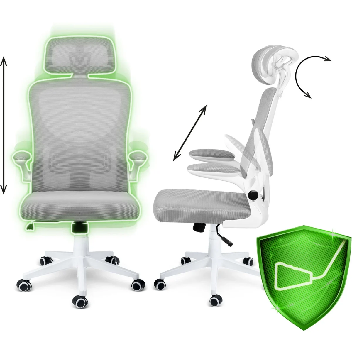 Офісне крісло з мікросітки Sofotel Brass сіре для довгої роботи - Зображення 10