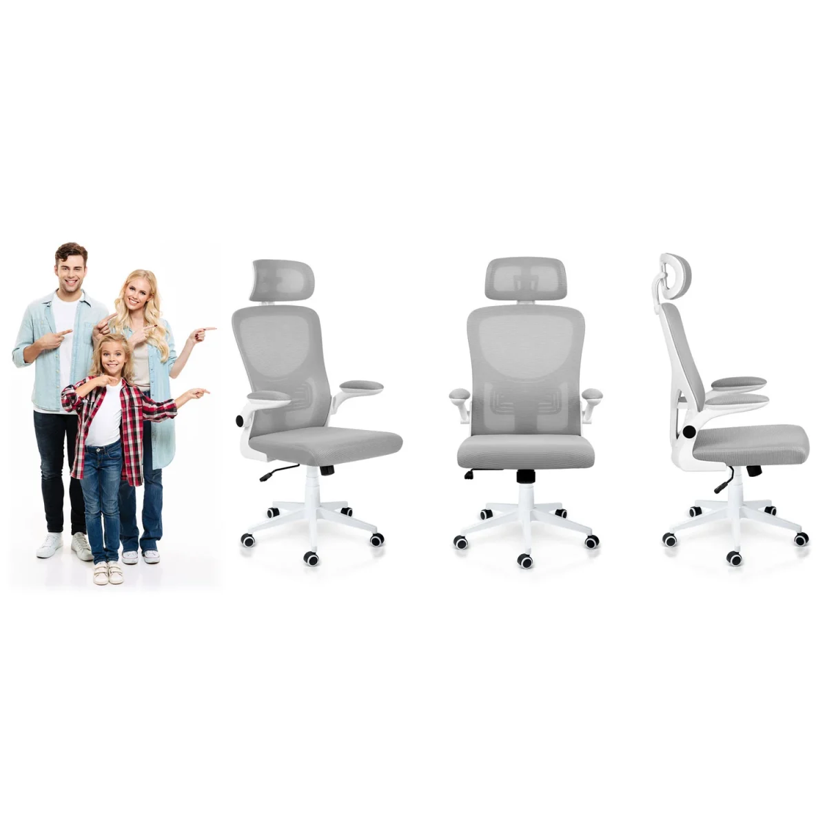 Офісне крісло з мікросітки Sofotel Brass сіре для довгої роботи - Зображення 11