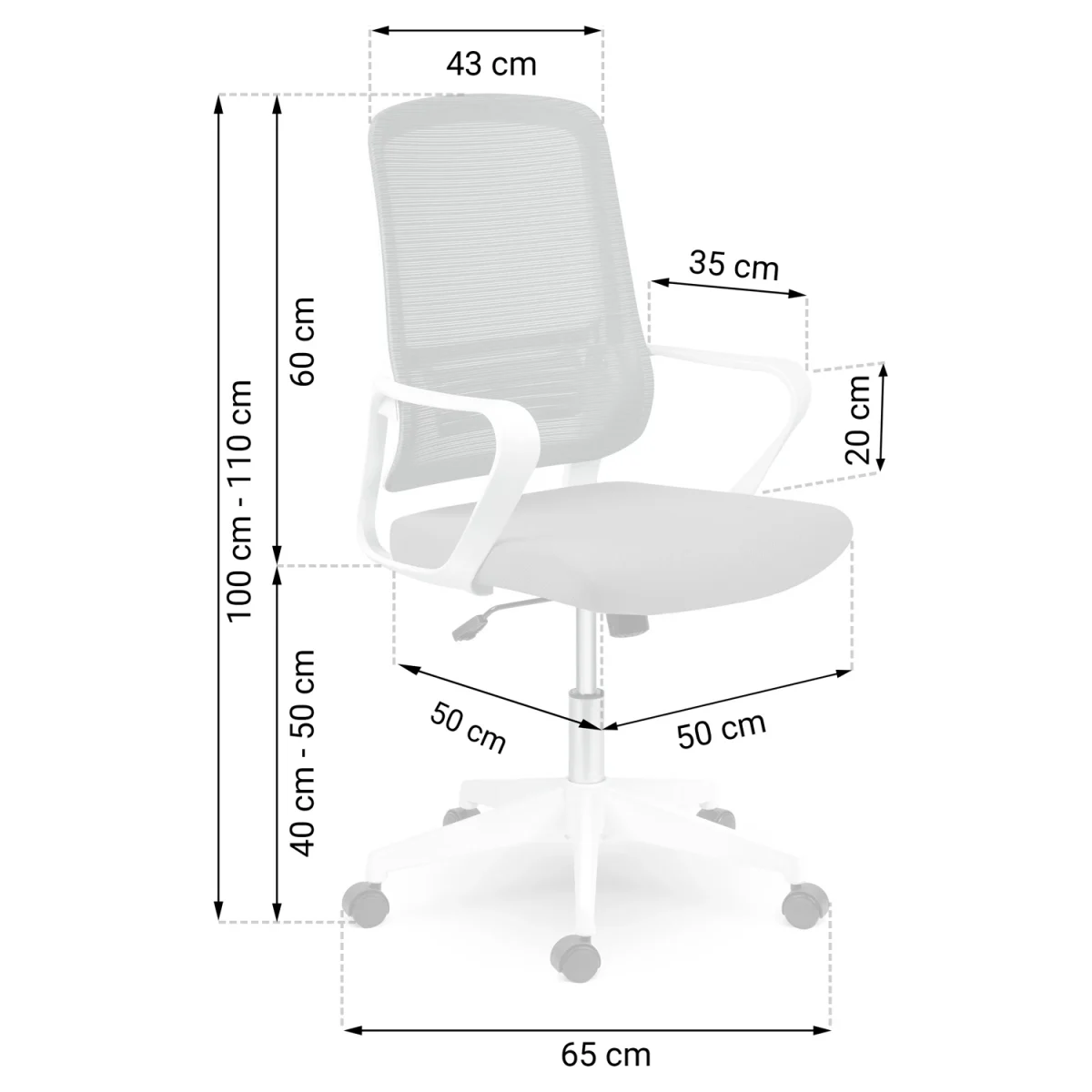 Офісне крісло Sofotel Wizo сіро-біле з мікросітки - Зображення 15
