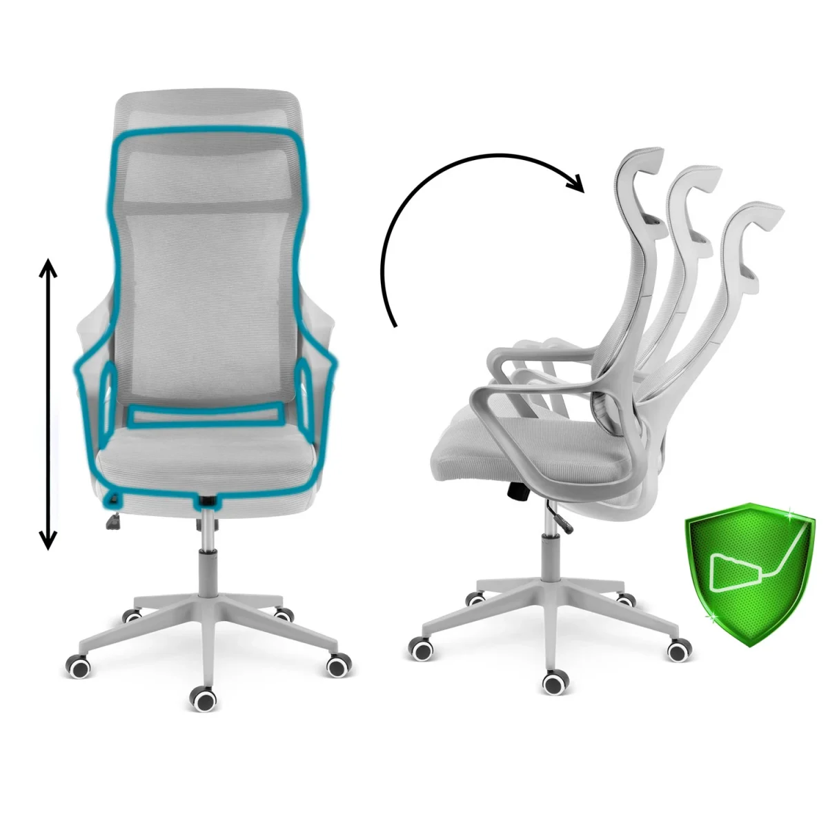 Офісне крісло з мікросітки Sofotel Labi сіре для комфортної роботи - Зображення 11