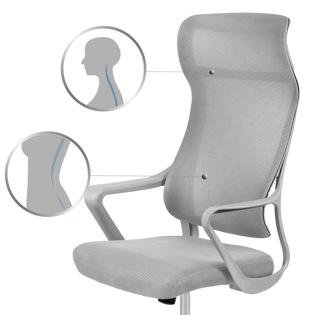 Офісне крісло з мікросітки Sofotel Labi сіре для комфортної роботи - Зображення 13