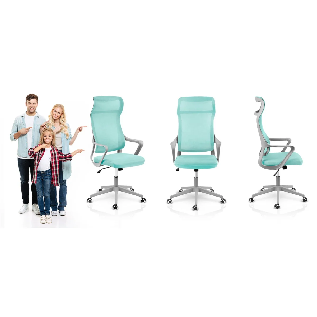 Офісне крісло Sofotel Labi м'ятне з мікросітки - Зображення 11