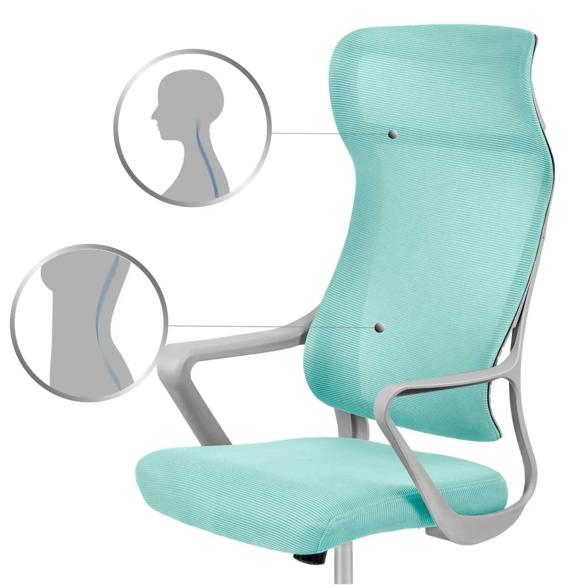 Офісне крісло Sofotel Labi м'ятне з мікросітки - Зображення 13