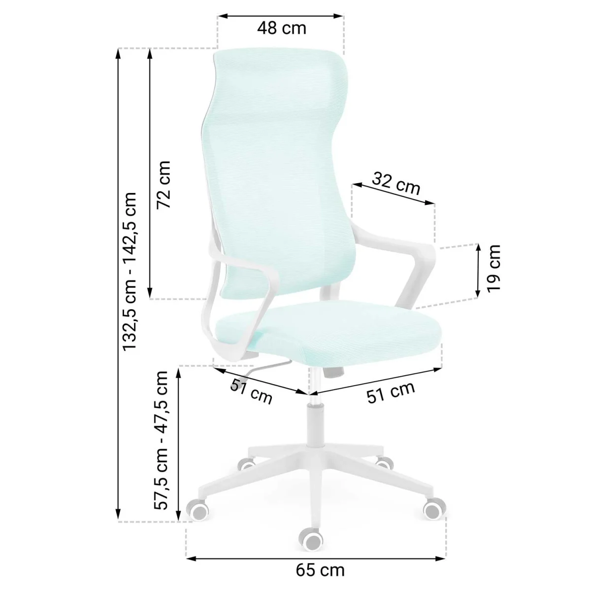 Офісне крісло Sofotel Labi м'ятне з мікросітки - Зображення 15