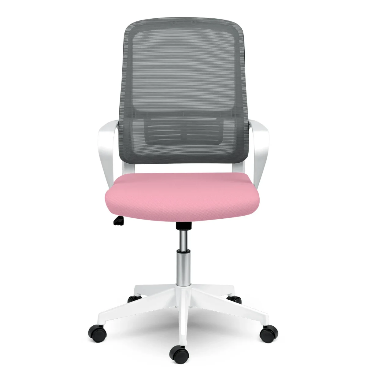 Стильне офісне крісло Sofotel Wizo з мікросітки біло-рожеве - Зображення 3