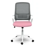 Стильне офісне крісло Sofotel Wizo з мікросітки біло-рожеве - Зображення 3