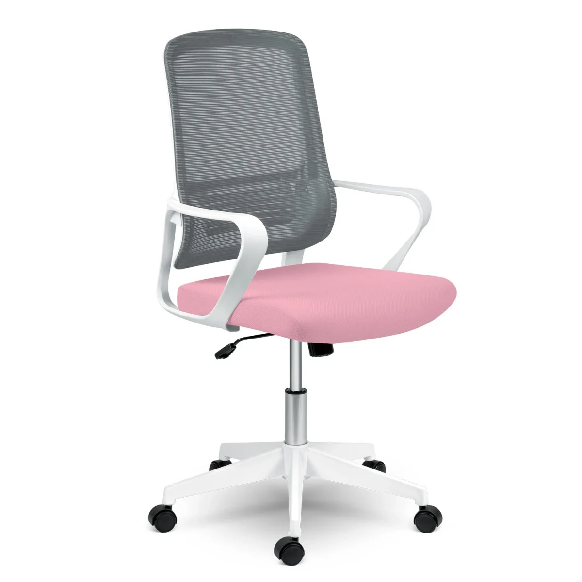 Стильне офісне крісло Sofotel Wizo з мікросітки біло-рожеве - Зображення 4
