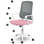 Стильне офісне крісло Sofotel Wizo з мікросітки біло-рожеве - Зображення 7