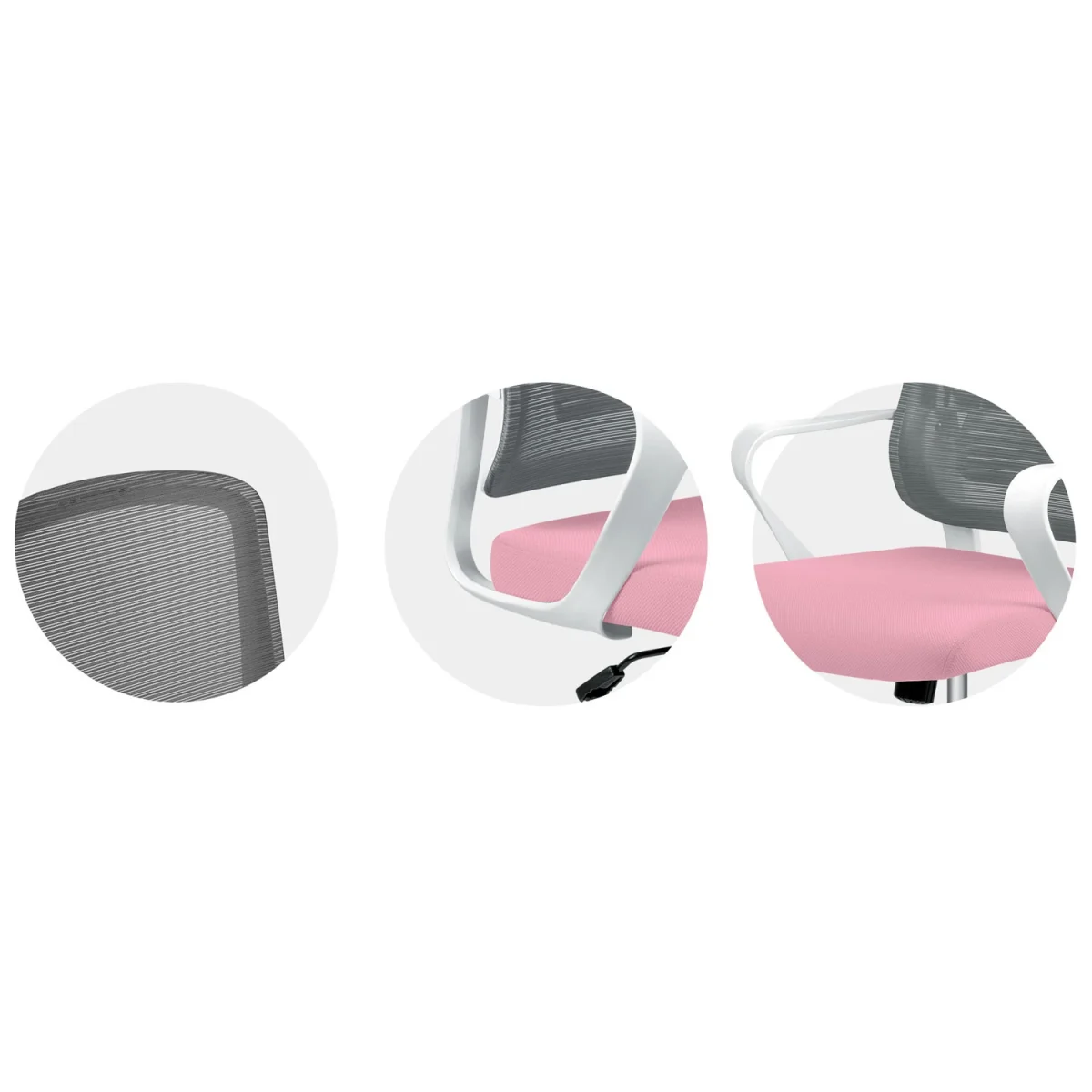 Стильне офісне крісло Sofotel Wizo з мікросітки біло-рожеве - Зображення 8