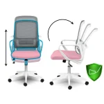 Стильне офісне крісло Sofotel Wizo з мікросітки біло-рожеве - Зображення 10