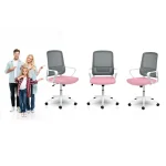 Стильне офісне крісло Sofotel Wizo з мікросітки біло-рожеве - Зображення 11