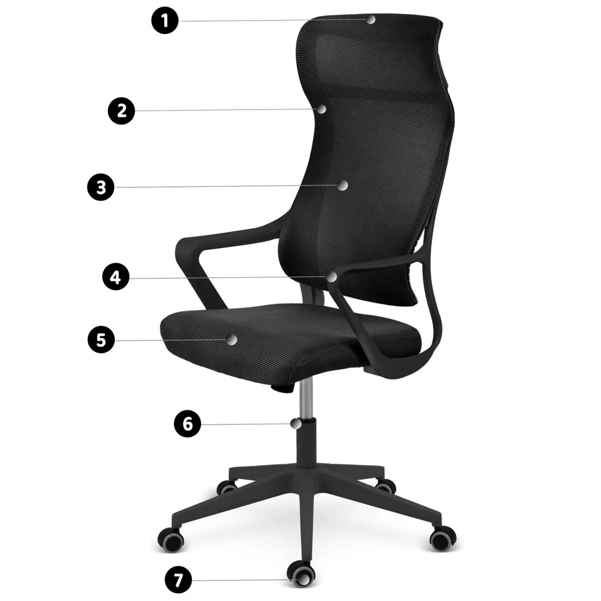 Офісне крісло Sofotel Labi з мікросітки чорне для комфорту - Зображення 8