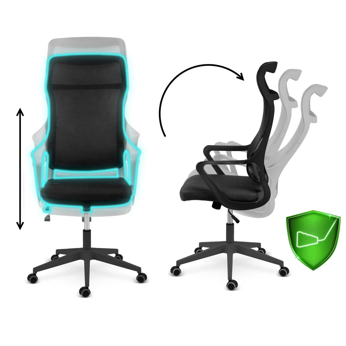 Офісне крісло Sofotel Labi з мікросітки чорне для комфорту - Зображення 11