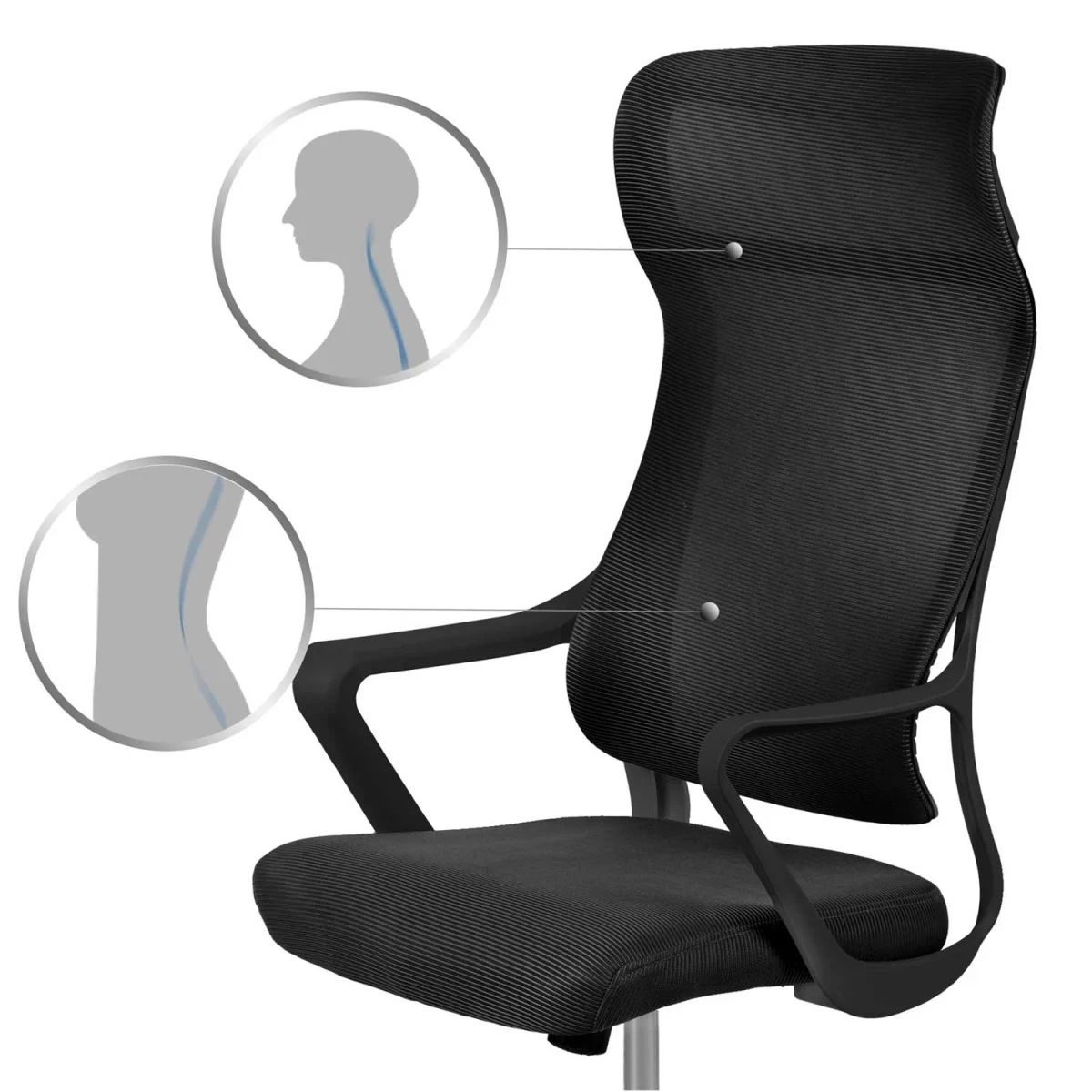 Офісне крісло Sofotel Labi з мікросітки чорне для комфорту - Зображення 13