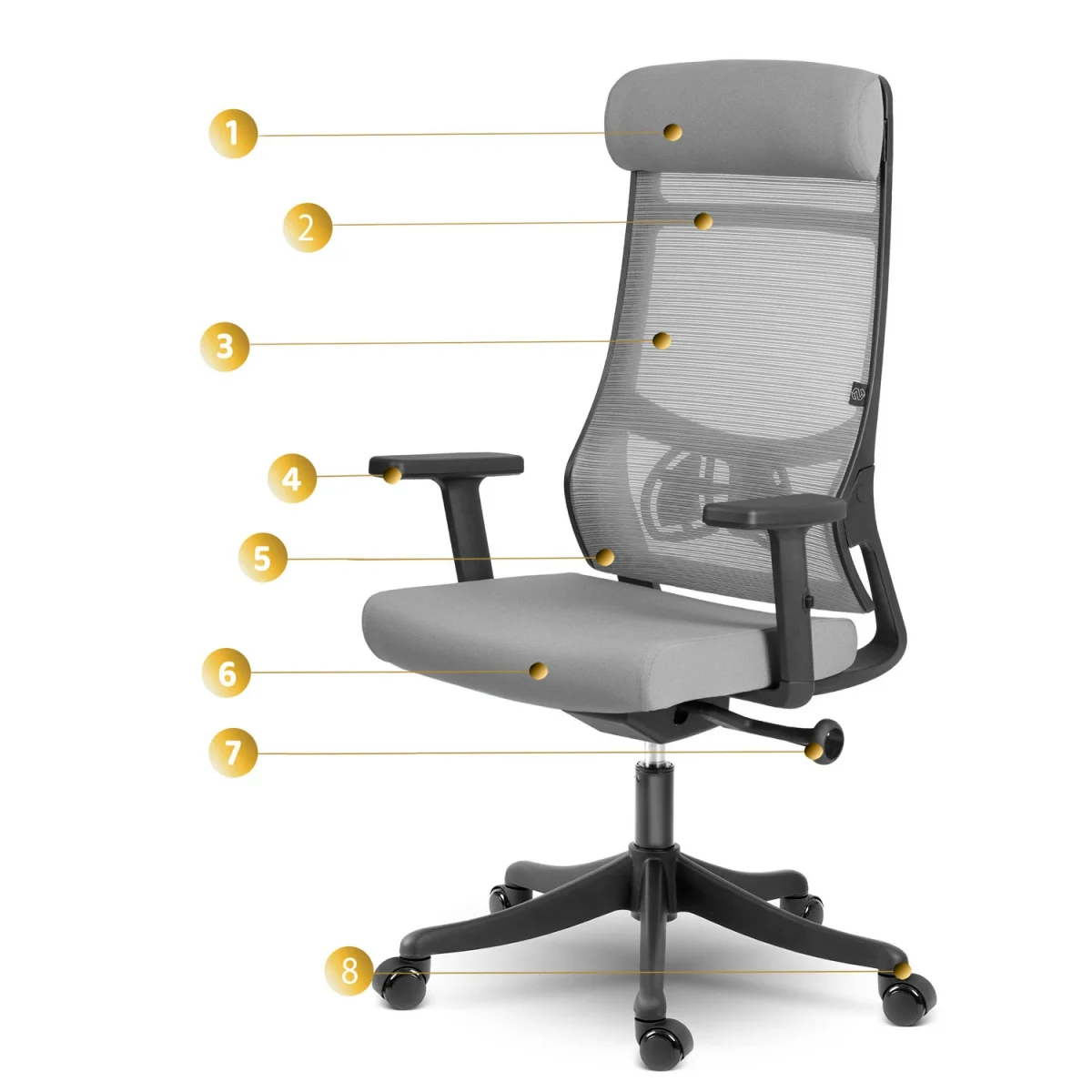 Комфортне офісне крісло Sofotel Brema сіре з мікросітки - Зображення 9