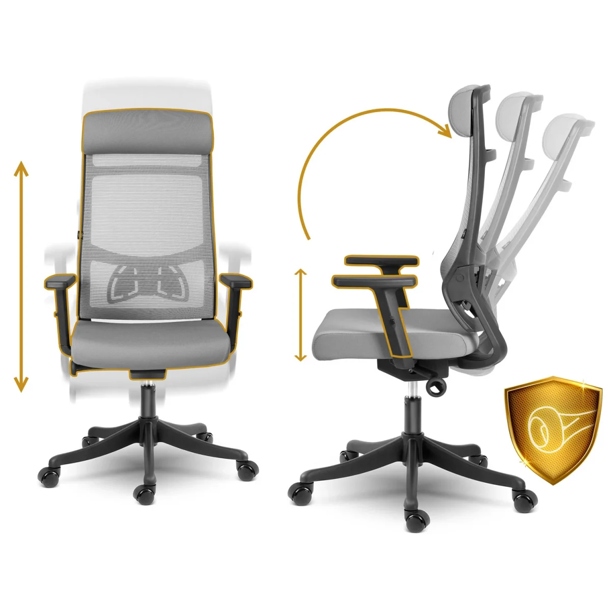 Комфортне офісне крісло Sofotel Brema сіре з мікросітки - Зображення 10