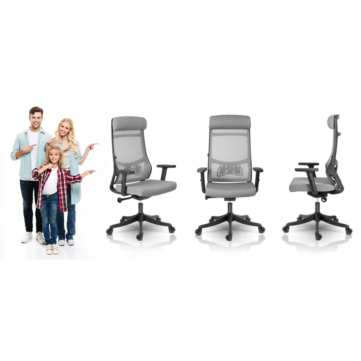 Комфортне офісне крісло Sofotel Brema сіре з мікросітки - Зображення 11