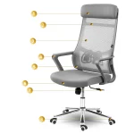 Офісне геймерське крісло Sofotel Brema сіре з мікросітки для тривалих сесій - Зображення 11