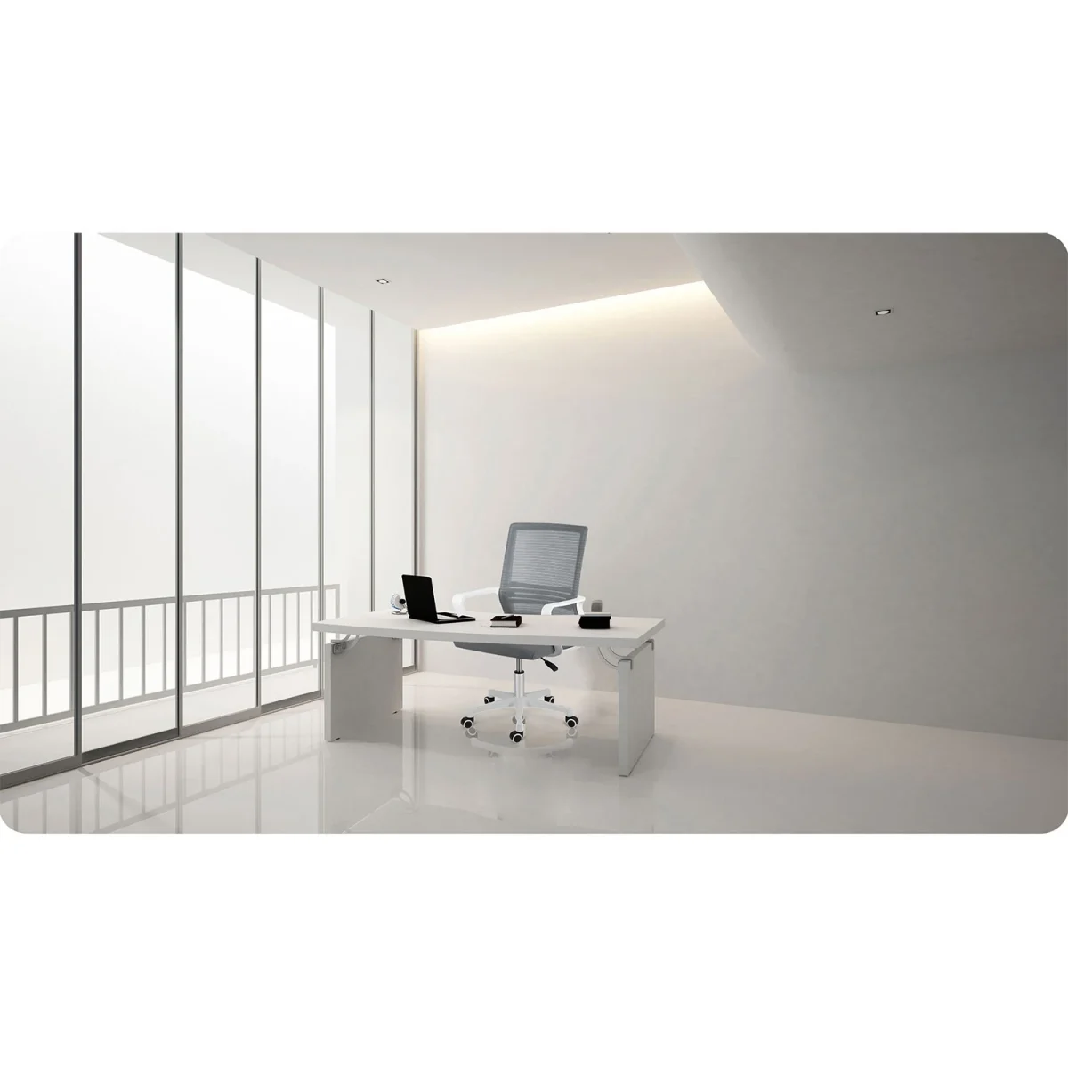 Офісне крісло з мікросітки Sofatel Corta темно-сіре для зручності - Зображення 9